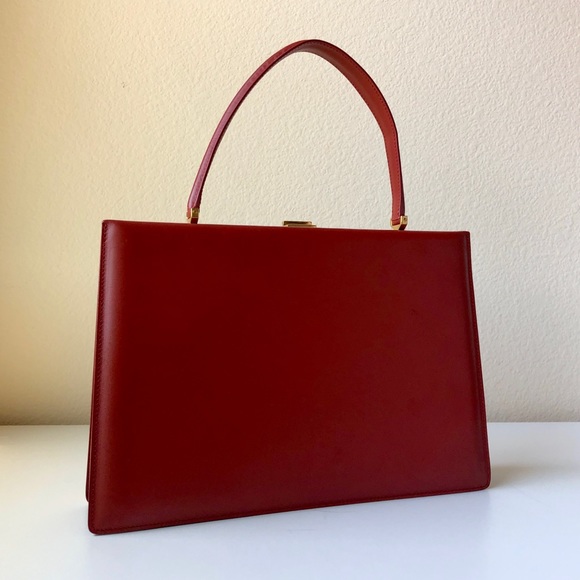 $3950 Mint CELINE Medium Clasp Bag in Red - Picture 6 of 10